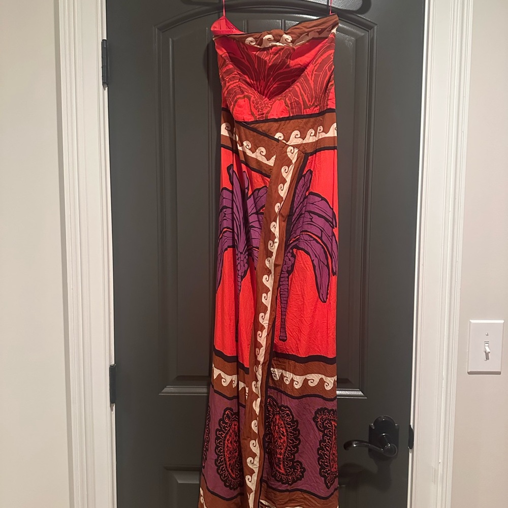 Luxxel Vibrant Strapless Maxi Dress - Red and Purple